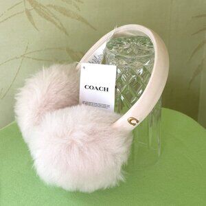COACH SHEARLING AND LEATHER EARMUFFS:NWT CHALK 7371